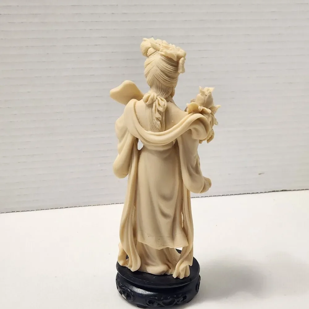 Set of 3 Chinese Resin Maiden Figurines Statues 7.5” Vintage